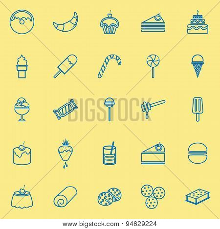 Dessert Line Icons On Yellow Background