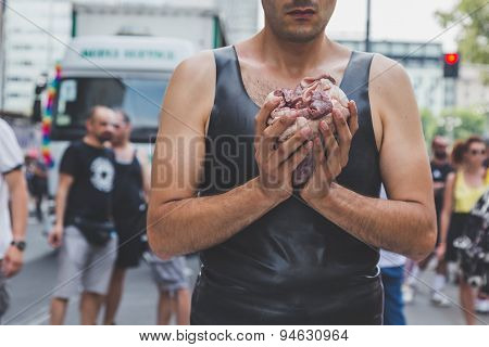 Artist Nicola Mette Performing At Milano Pride 2015
