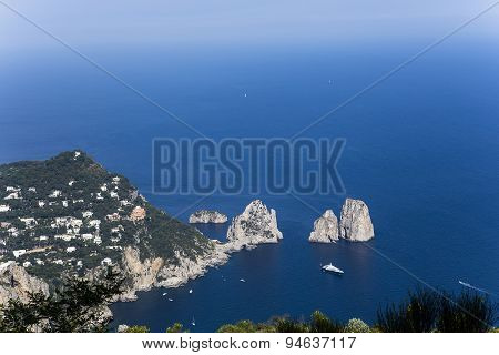 Panorama Of Capri Island From Monte Solaro, In Anacapri