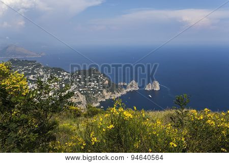 Panorama Of Capri Island From Monte Solaro, In Anacapri