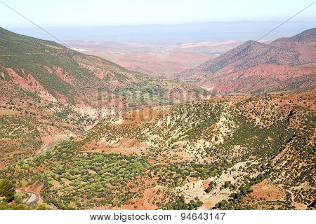 The    Dades Valley In Atlas  Africa Ground  And Red