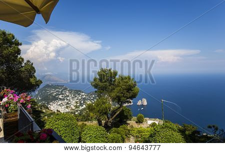 Panorama Of Capri Island From Monte Solaro, In Anacapri