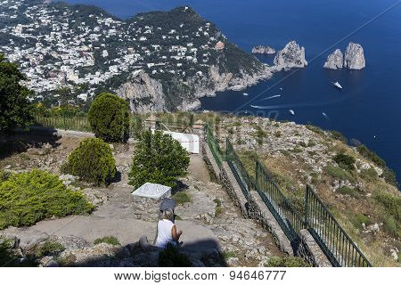 Panorama Of Capri Island From Monte Solaro, In Anacapri