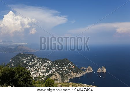 Panorama Of Capri Island From Monte Solaro, In Anacapri