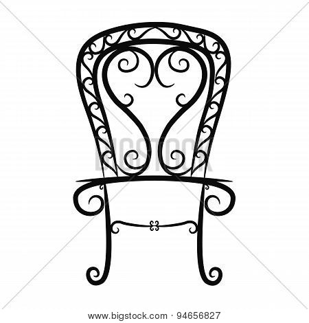 black and white vintage chair on white background