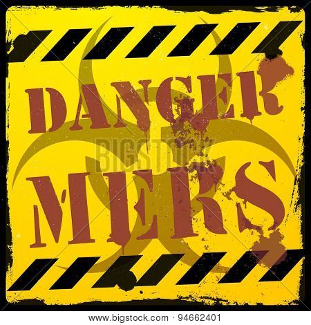detailed illustration of a grunge MERS danger background, eps10 vector illustration