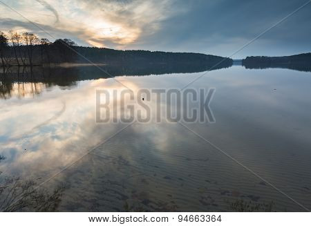 Sunrise Over Beautiful Wild Lake