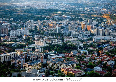 Top view on Skopje city in Macedonia