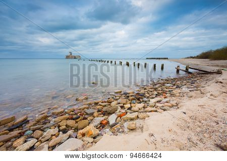 Beach With Old Military Buildings