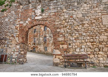 Ancient Street In Rosignano Marittimo, Leghorn, Tuscany, Italy