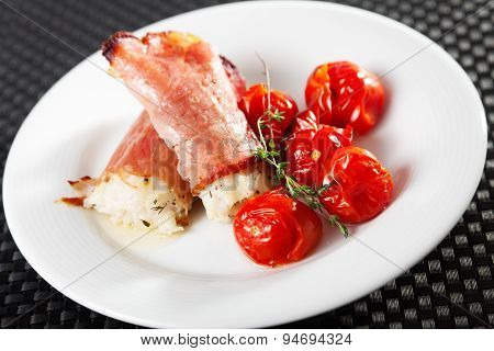 White Fish Wrapped In Bakon