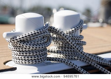 Black and white rope on a boat