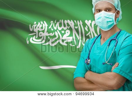 Surgeon With Flag On Background Series - Saudi Arabia