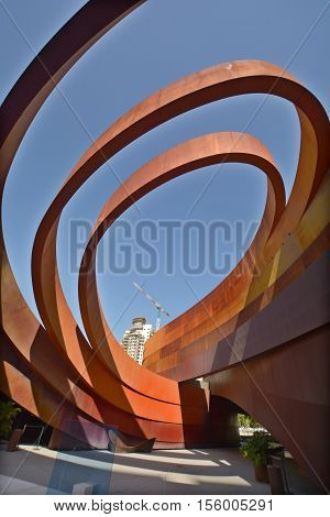 TEL AVIV ISRAEL 06 11 16: Design Museum Holon is museum in Israel. The building of the museum was planned and designed by Israeli architect and industrial designer Ron Arad an Bruno Asa.