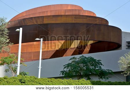 TEL AVIV ISRAEL 06 11 16: Design Museum Holon is museum in Israel. The building of the museum was planned and designed by Israeli architect and industrial designer Ron Arad an Bruno Asa.