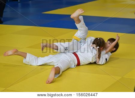 Orenburg, Russia - 05 November 2016: Girls Compete In Judo