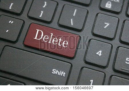 Close-up of delete button on computer keyboard