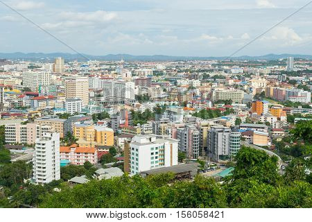 PATTAYA, THAILAND - 22 October 2016:View of building and Pattaya beach at viewpoint Pratumnak Hill in Pattaya, Thailand
