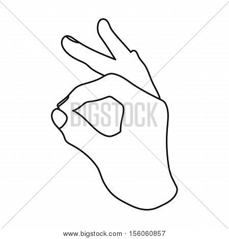Okay sign icon in outline style isolated on white background. Hand gestures symbol vector illustration.