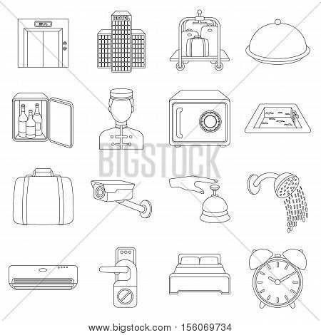 Hotel set icons in outline style. Big collection of hotel vector symbol stock