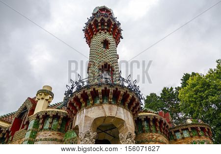 Comillas Spain - August 24 2016: La Villa Quijano popularly known as El Capricho is a modernist building located in the Cantabrian town of Comillas. It was designed by Antoni Gaudi