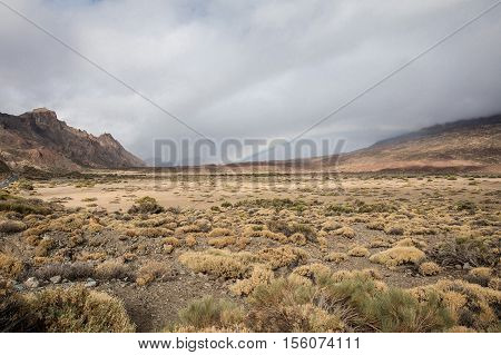 Rainbow on the Ucanca valley in Tenerife, Spain