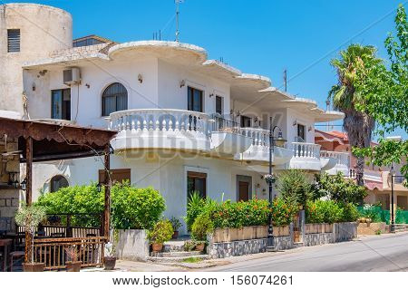 Street in village of Lardos. Rhodes Dodecanese Islands Greece