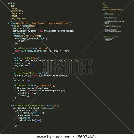 Program Code Listing, Abstract Programming Background. Vector Illustration