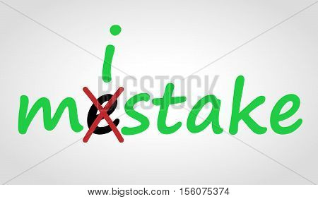 Mistake graphic concept on gray background. Correct spelling.