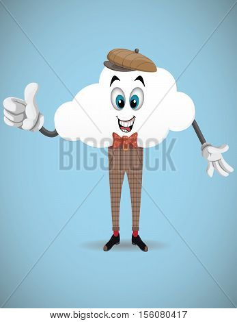 Fun Cartoon Cloud Character Okay Sign Hand Gestures