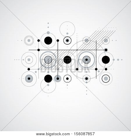 Vector Abstract Monochrome Background Created In Bauhaus Retro Style. Modern Geometric Composition C