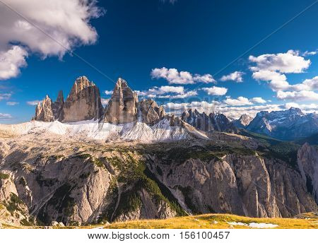 Scenic view of Italian Dolomites, Lavaredo, sunny day