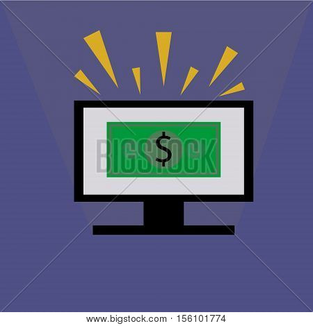 Computer screen illustration with money note inside