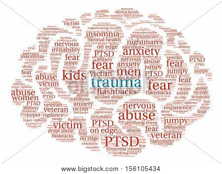 Trauma Brain word cloud on a white background.