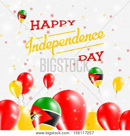 Mozambique Independence Day Patriotic Design. Balloons In National Colors Of The Country. Happy Inde