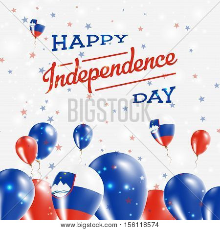 Slovenia Independence Day Patriotic Design. Balloons In National Colors Of The Country. Happy Indepe