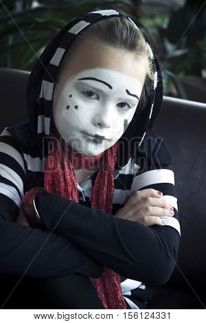 Sad Girl in the form of mime actor
