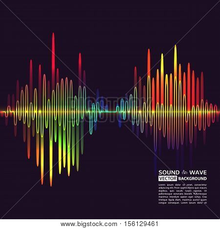 Vector illustration of equalizer background. Music poster. Sound waves and noise. Colorful design element for cover or poster.