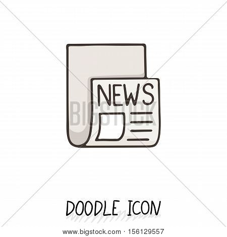 Doodle news icon. Newspaper symbol. Print sheet.