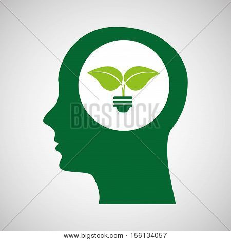 concept environment silhouette head bulb plant vector illustration eps 10