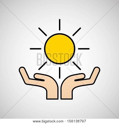hands care sun warming gobal design vector illustration eps 10