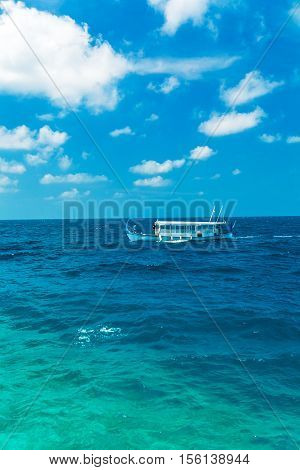 Sea Landscape With A Traditional Dhoni Boat, Maldives