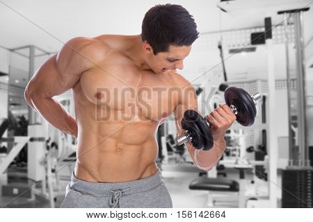 Bodybuilder Bodybuilding Muscles Body Builder Building Gym Power Strong Muscular Young Man Dumbbell