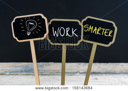Concept Message Work Smarter And Light Bulb As Symbol For Idea