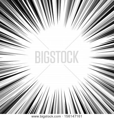 Black and White background simulating speed, explosion or action in comics and manga.
