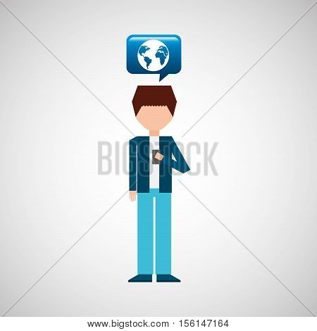 man user samrtphone bubble chat vector illustration eps 10