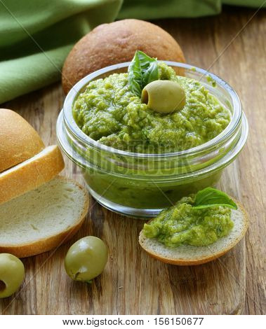 appetizer of marinated olive tapenade, traditional dip