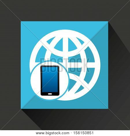 smartphone global social network media icon vector illustration eps 10