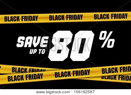 Black Friday Sign With Yellow Stripes, Police Tape. Caution Symbol.