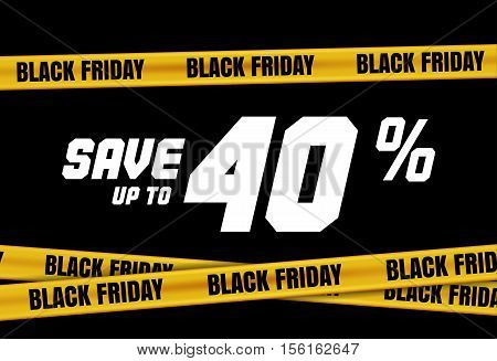 Black Friday Sign With Yellow Stripes, Police Tape. Caution Symbol.